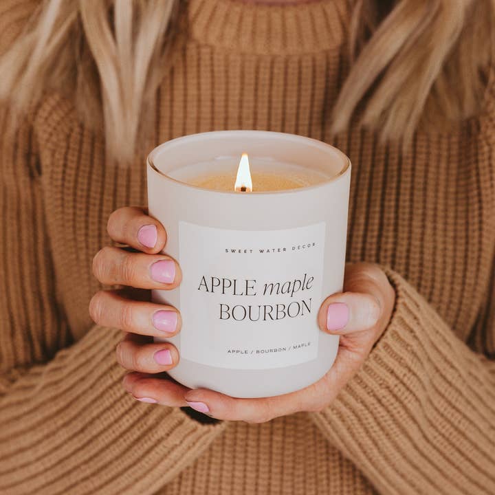 Sweet Water Decor - Wholesale Jar/Filled Candle - Apple Maple Bourbon 15 oz Soy Candle - Fall Decor1