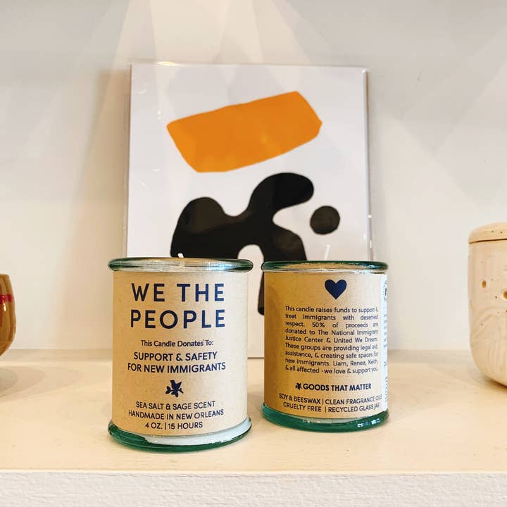 We The People, Immigrant Support, Sea Salt & Sage Candle for wholesale by Goods That Matter