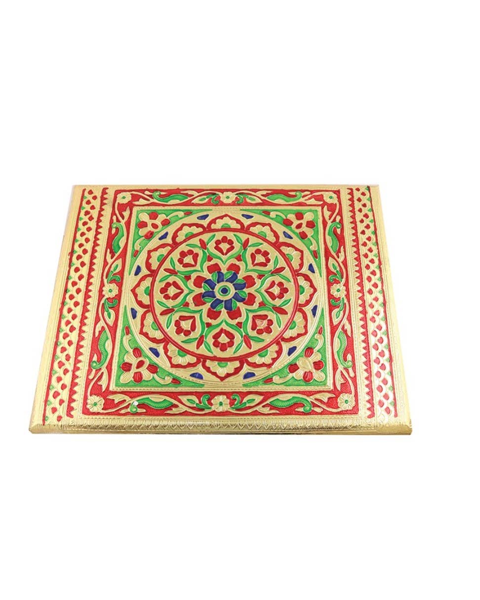 Ancientveda - Wholesale Decorative Tassel/Wall Drop - Golden Meenakari Patla (Size : 15” X 12”)0