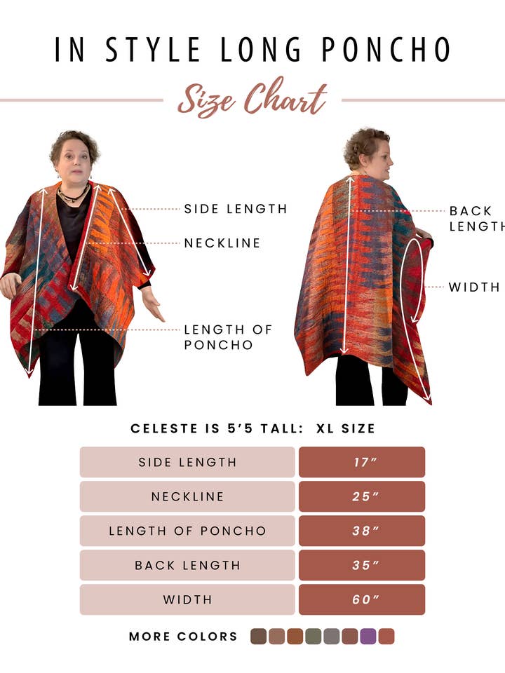 In Style Scarves - Vendita all'ingrosso Poncho - Donna - 515/Mantella Poncho~Rosso Marocco