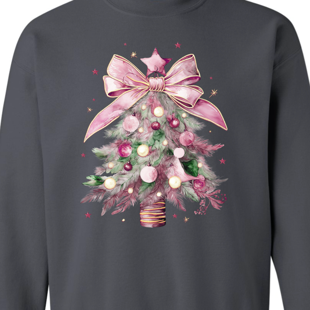 Kiki's Boutique - Wholesale Graphic Sweatshirt - Women's - Coquette Pink Christmas Crewneck Sweatshirt 4