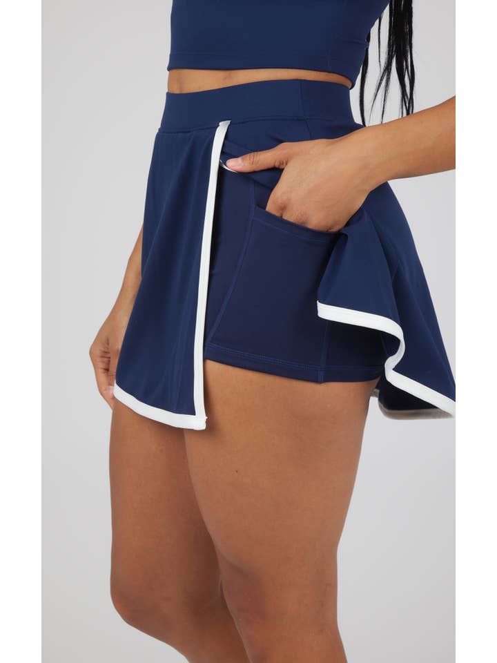 90 Degree by Reflex & Yogalicious - Wholesale Activewear Set - Women's - Women's Lux Crop Tank with Bra and Skort - Set1