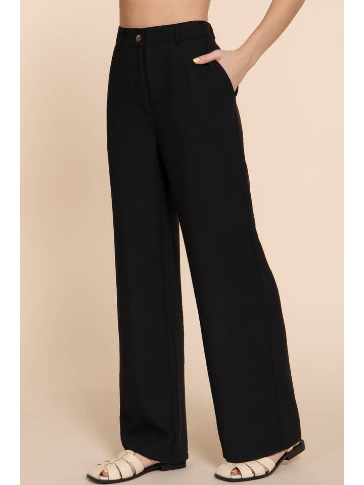 Active Basic | Active USA - Wholesale Pants - Women's - Straight Woven Linen Effect Long Pants5