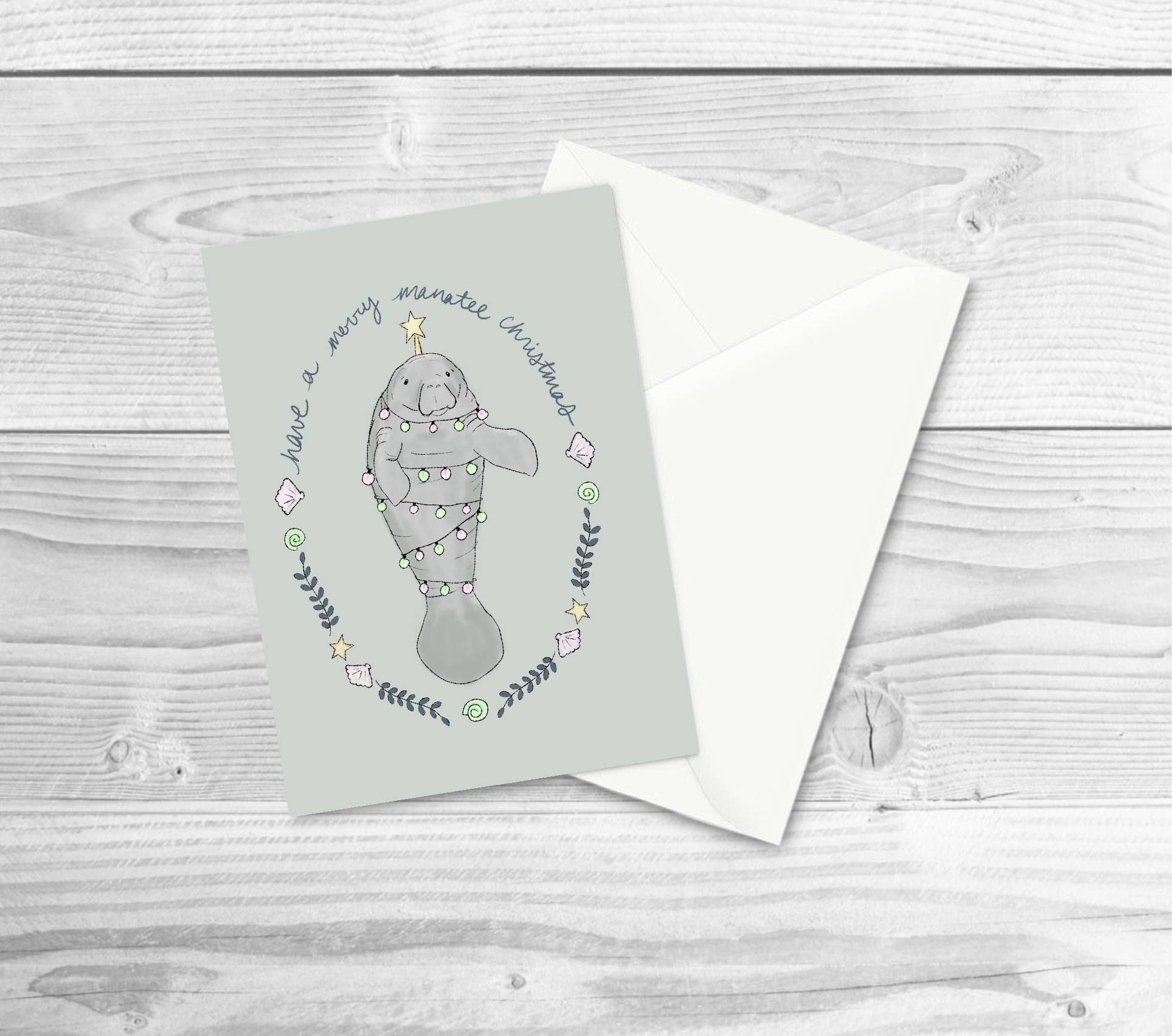 Laura K Maxwell - Wholesale Christmas Card - Merry Manatee Christmas Greeting Card1