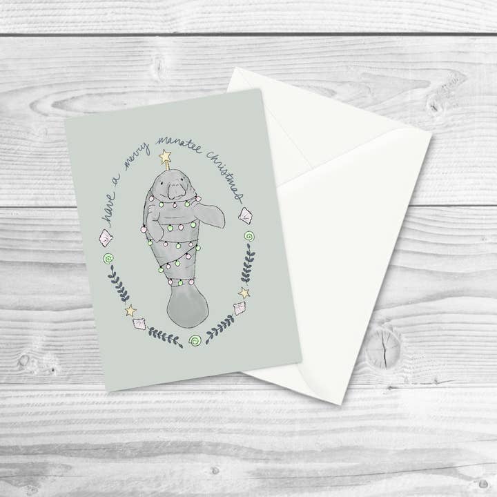 Laura K Maxwell - Wholesale Christmas Card - Merry Manatee Christmas Greeting Card1