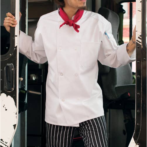 Classic Twill Mens Chef Coat 8 Buttons 2 PK for wholesale by Rifz Textiles Inc