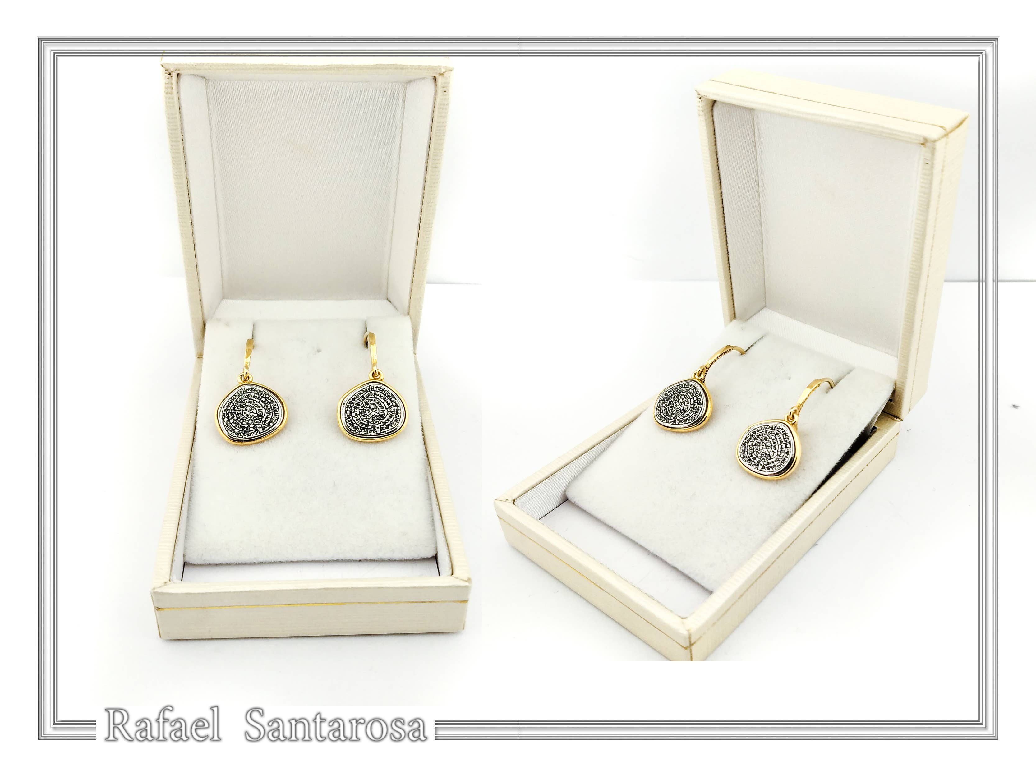 RAFAEL SANTAROSA - Wholesale Hangende/ronde oorbellen - Phaistos oorbellen met munt en munt uit het oude Griekenland.2