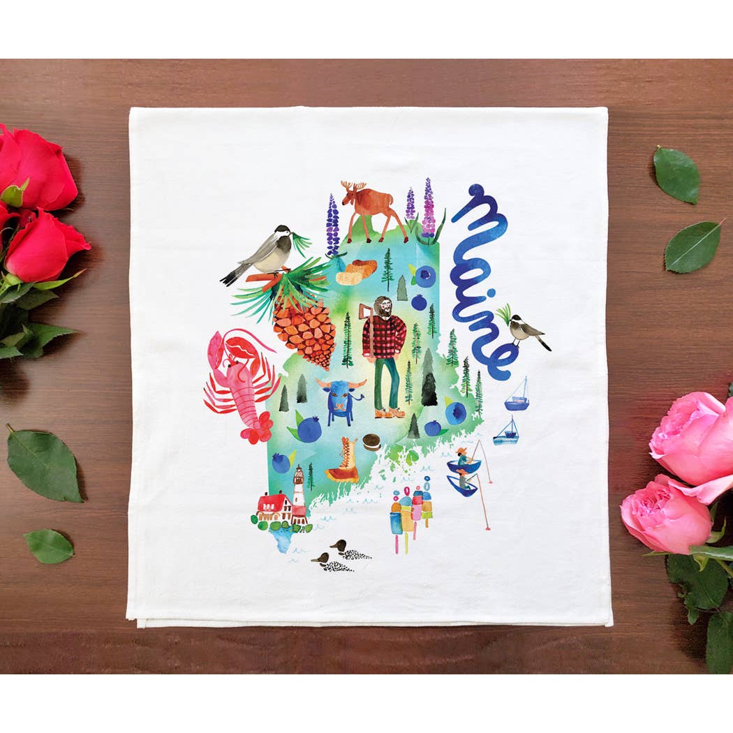 Allport Editions - Vente Torchons - Série de serviettes avec cartes à l'aquarelle - découvrez les 28 États !7