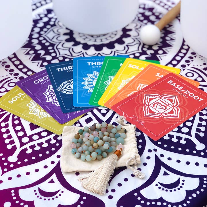 Meditation Pack: Mala Beads & Chakra Cards for wholesale by Rainbow Sounds