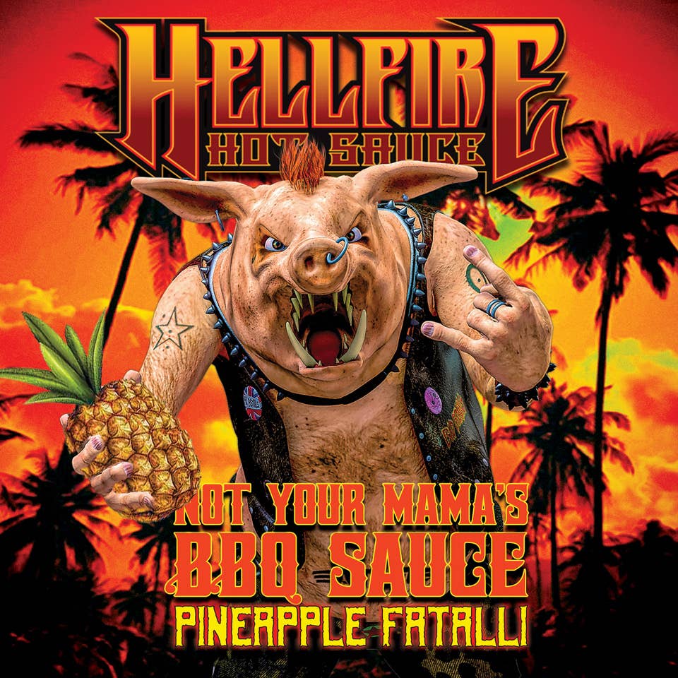 Hellfire Hot Sauce Inc - Vente Sauces piquantes - Hellfire Not Your MaMa's BBQ Pineapple Fatali 5 oz (148 ml)2