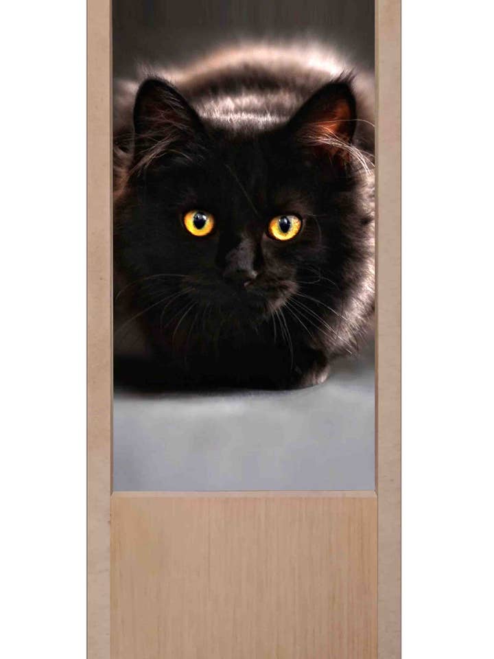 Tischlampe aus Holz Schwarze Katze für den Großhandel von DB GROUP SRL