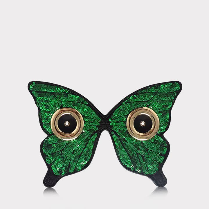 Bag Accessory- Detachable Mask- Embroidered Sequin Butterfly for wholesale by WANACCESSORY
