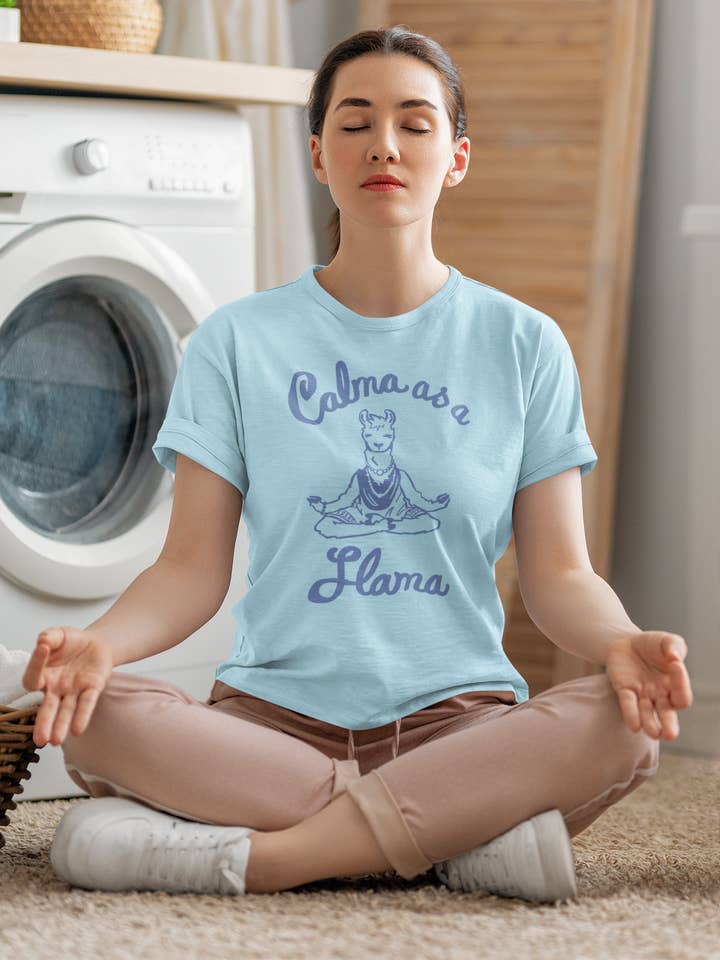 Calma as a Llama Yoga Unisex T-shirt for wholesale by Gesshoku