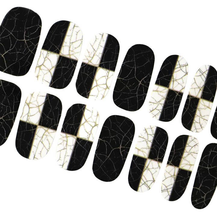 Glow in the Dark Nail Wraps / Black and White Halloween Nail Wraps / Marble Punk Nail Polish Strips / Dark Nail Stickers / Autumn Fall Nails for wholesale by ClebleNails