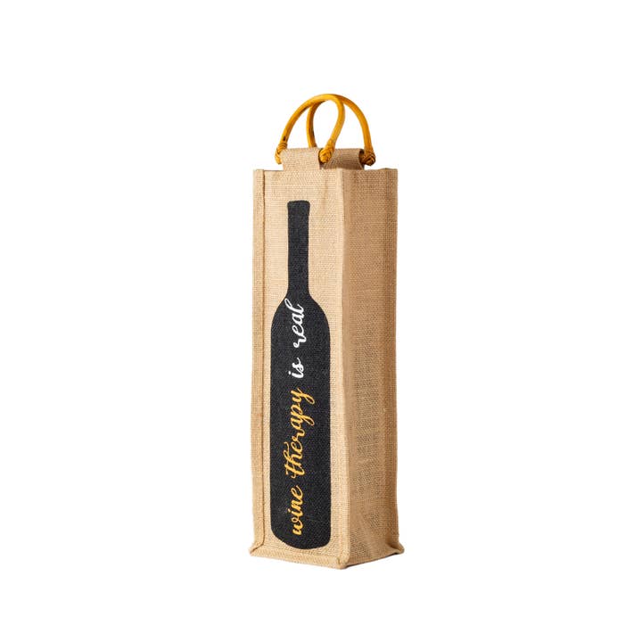Everything Bags Inc - Wholesale Wine gift bag - Wine Therapy Reusable Burlap Wine Bag1