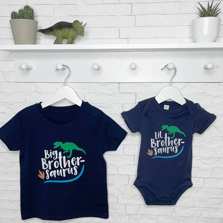 Lovetree Design - Vente Ensemble de vêtements – bébé - Ensemble t-shirt dinosaure Big Brother Little Brother Saurus2