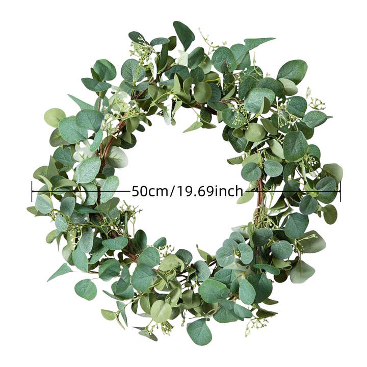 ACNITE(We cover U.S. import duties) – wholesale Wreath – Green Eucaplytus wreath for home front door baby's breath1