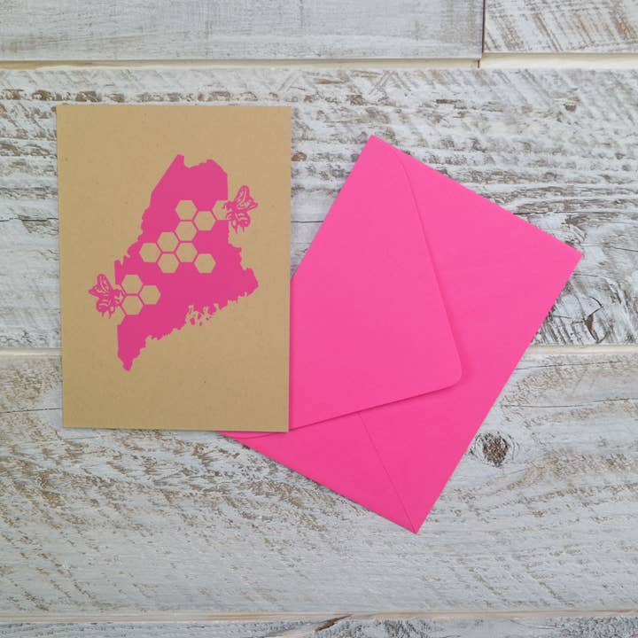 Honey Bee Maine Card for wholesale by Think Greene