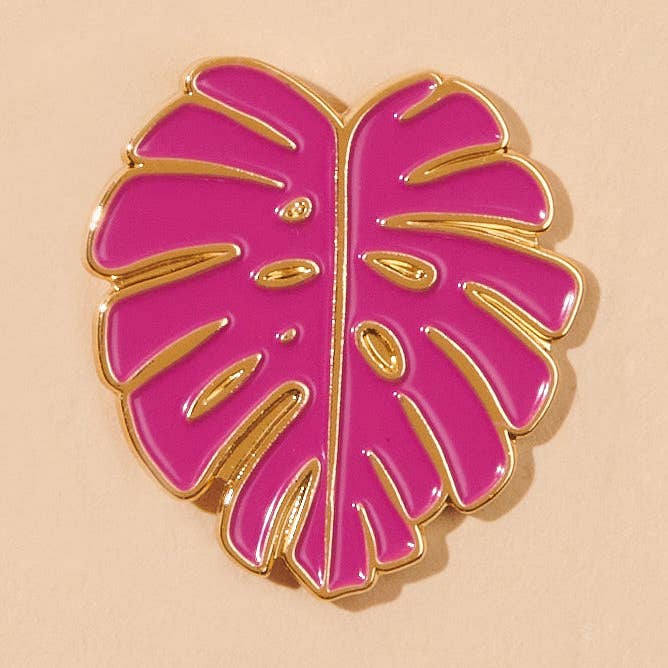Alfinete de Lapela em Esmalte com Folha de Monstera - Enchimento de Meias, Feriado, Guia de Presentes por atacado de And Here We Are