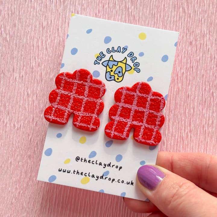 Pendientes de Arco Regular Puffy - Rojo y Rosa para venta al por mayor de The Clay Drop