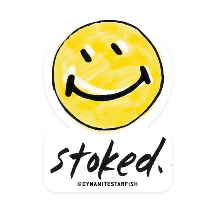 Stoked - 2x2.75" Weatherproof Sticker for wholesale by Dynamite Starfish