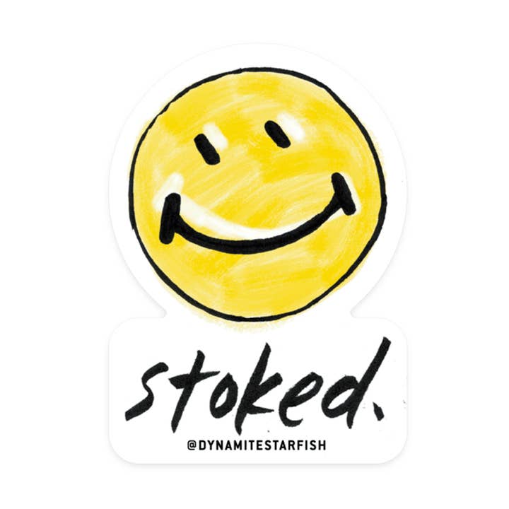 Stoked - 2x2.75" Weatherproof Sticker for wholesale by Dynamite Starfish