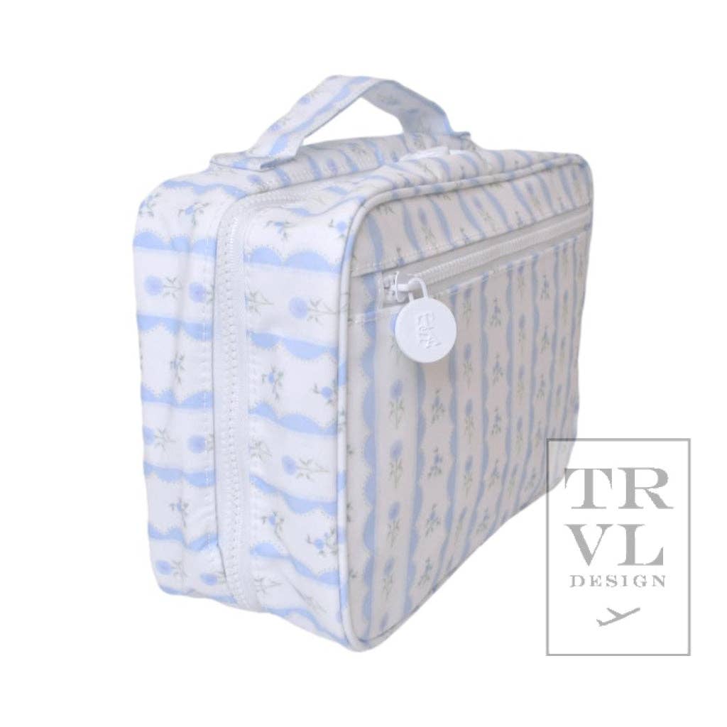 TRVL Design - Wholesale Toiletry Bag - Women's - Bundle Up2 Hanging Toiletry Bag - Ribbon Floral Blue2