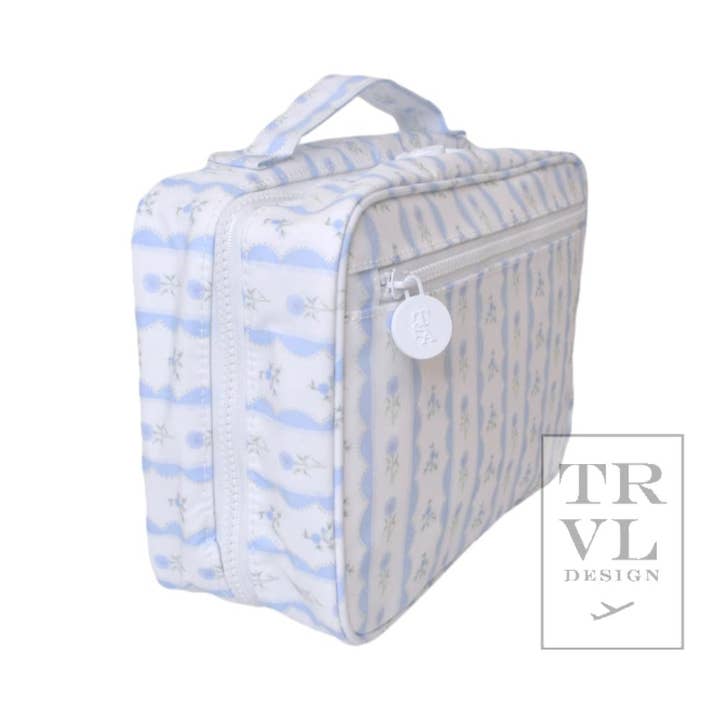 TRVL Design - Wholesale Toiletry Bag - Women's - Bundle Up2 Hanging Toiletry Bag - Ribbon Floral Blue2