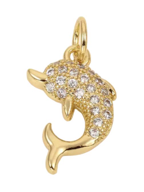 Diamante Dolphin Charm Gold for wholesale by Coco Luna Collection