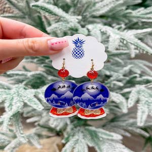 Wholesale SUNNYCLUE 1 Set Crystal Christmas Bead Earring Making Kits DIY 6  Pairs White Snowman Red Angel Glass Bead Christmas Tree Dangle Earrings 