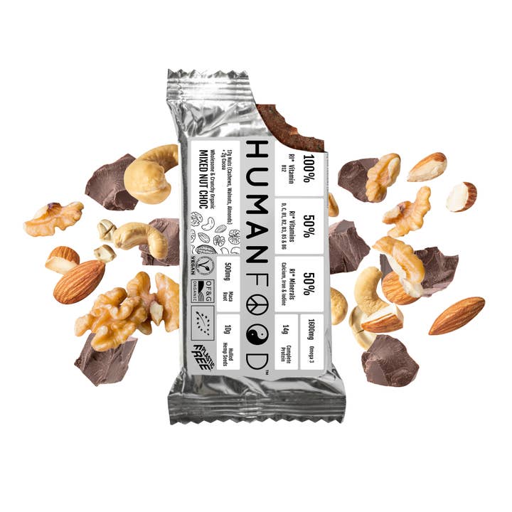 Human Food – wholesale Snack bar – Mixed Nut Choc - Organic Wholefood Bar - Human Food5