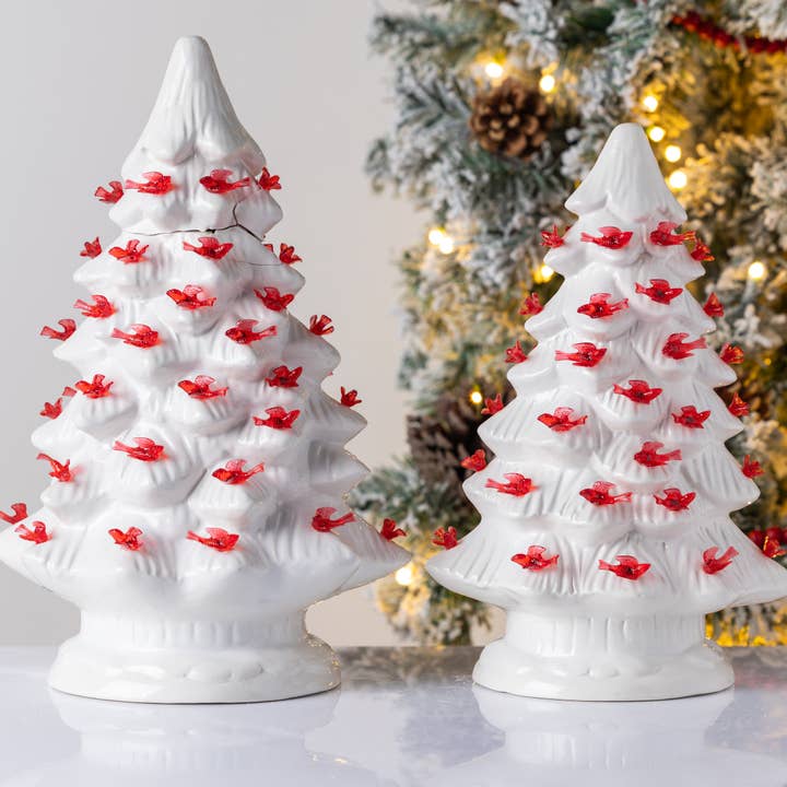 Transpac - Wholesale Christmas Decoration - Ceramic 11.8" Christmas Cardinal Tree