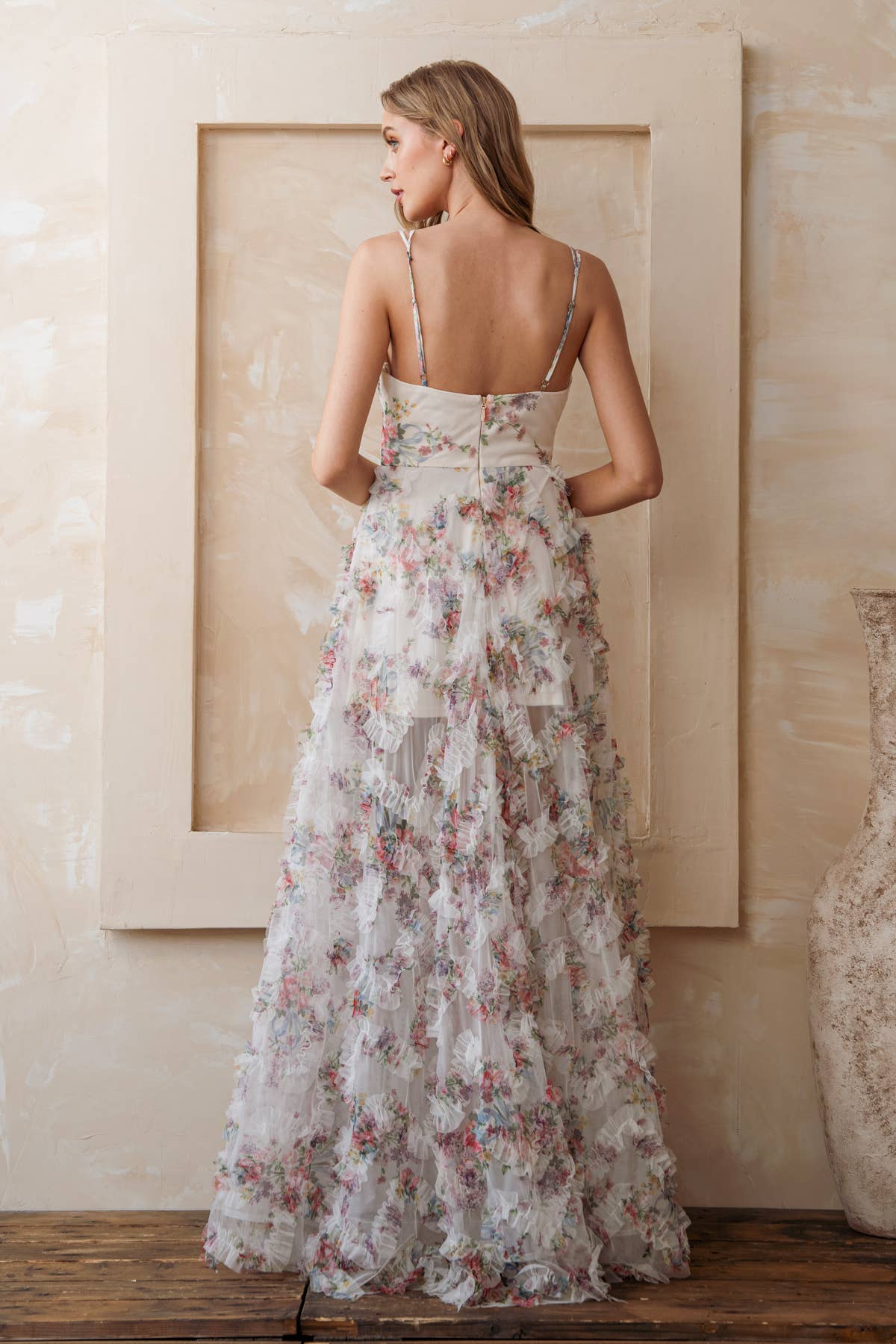 Rosemore Couture - Vente Robe de soirée – femme - Maxi à volants avec imprimé floral7