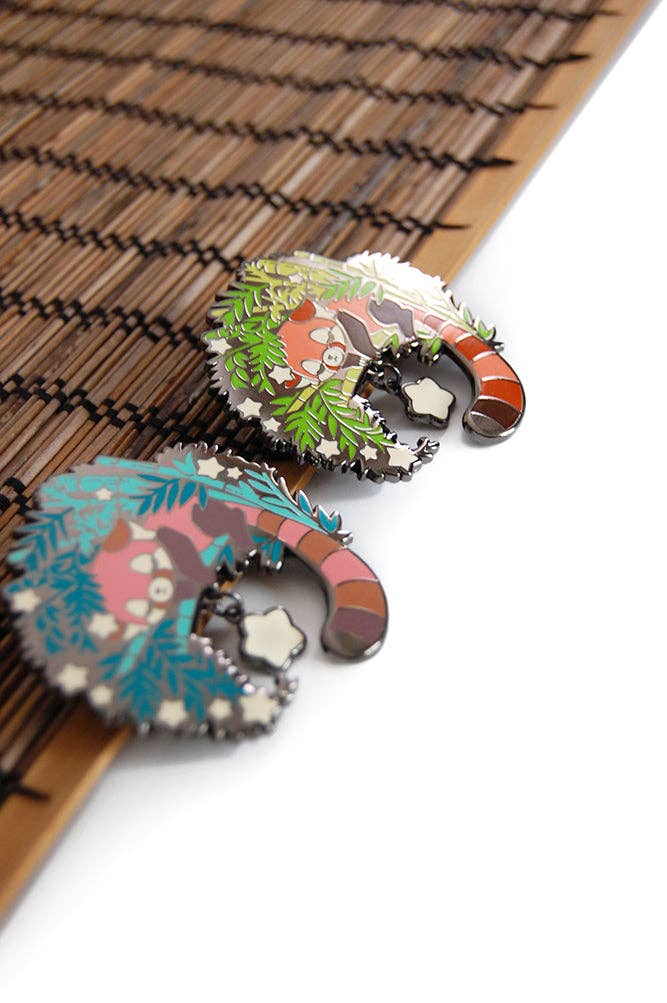 Floral Frolic - Wholesale Lapel Pin/Button - Sleeping Red Panda Enamel Pin1