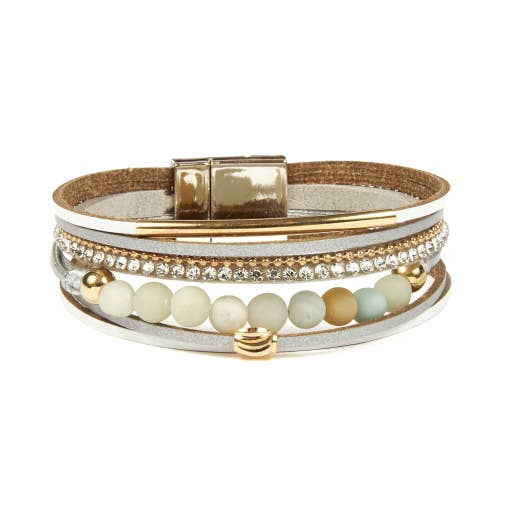 Kaleidoscope Accessories - Wholesale Jewelry Set - Stone Beads with Magnetic Snap Bracelet - 4 Assorted2