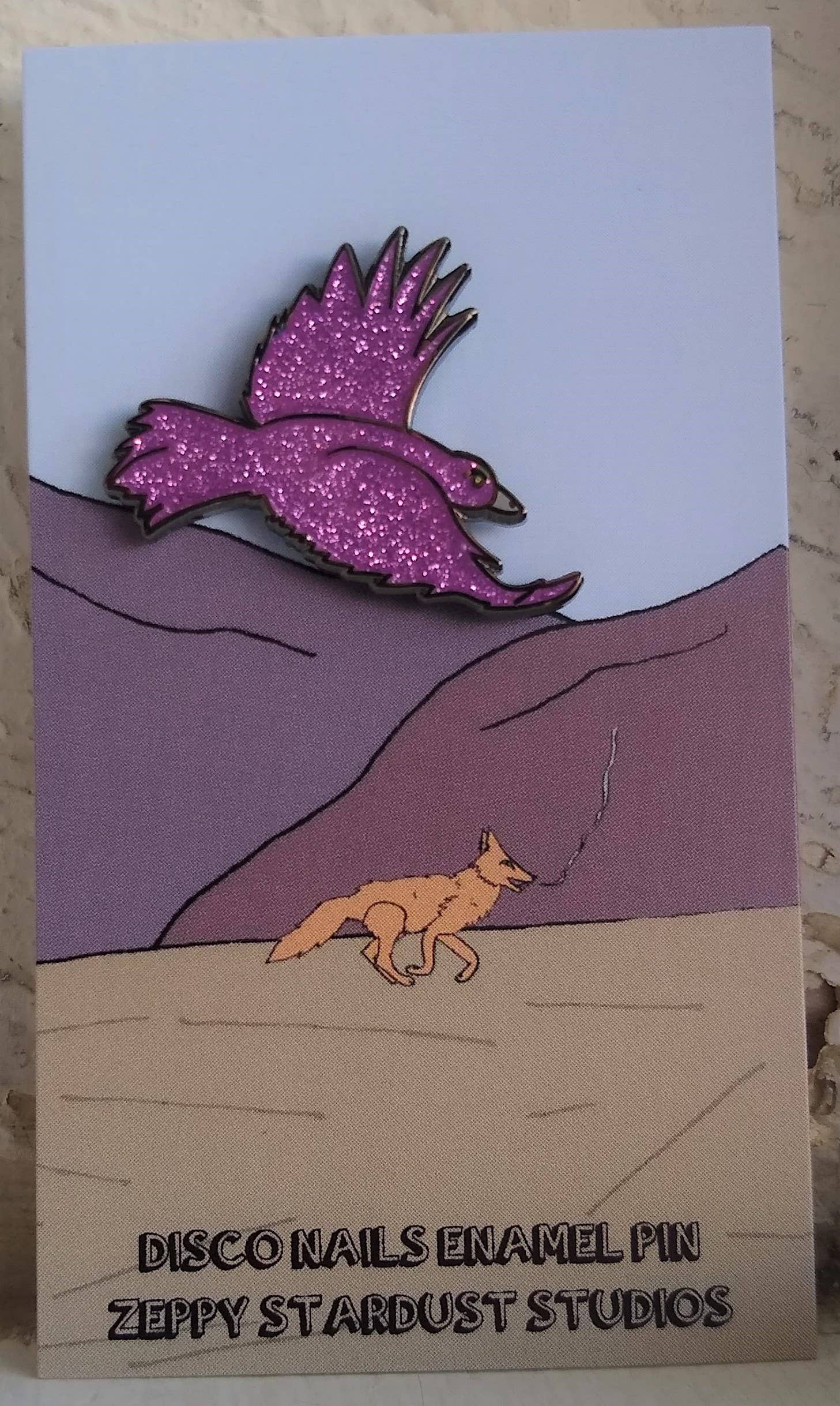 Zeppy Stardust Studios - Wholesale Lapel Pin/Button - Disco Nails Purple Crow Hard Enamel Pin2
