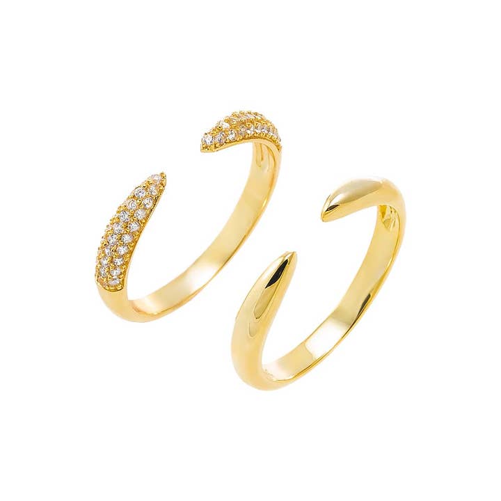 Gold Pave X Solid Double Claw Ring for wholesale on Faire