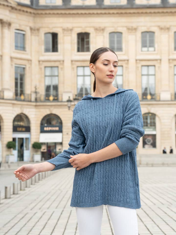 ORNELLA PARIS - Wholesale Knit Sweater - Women's - LEL-P8730 ribbed sweater with hood19