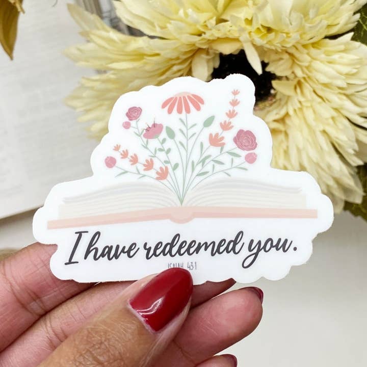 Who God Says You Are Floral Book Bible Verse Sticker for wholesale by Dear Bold Believer