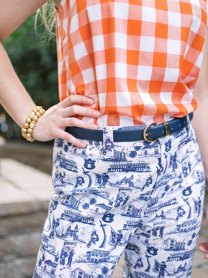 Pittypat's Clothing Co. - Wholesale Pants - Women's - Rutledge Kick-Flare Pant Auburn Navy & White