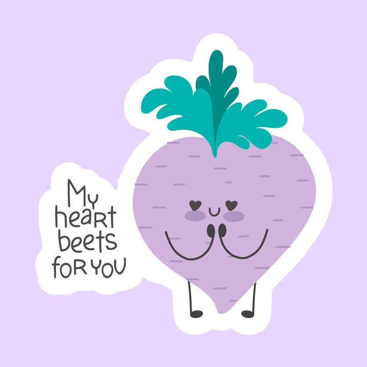 My Heart Beets For You Funny Die-Cut Sticker for wholesale by The Sticker Lab
