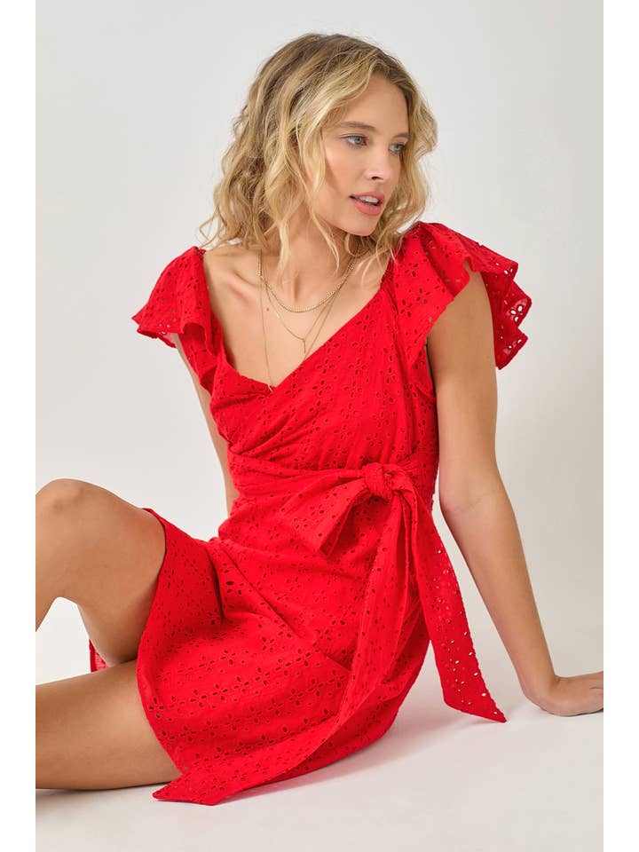 Mystree - Wholesale Dress - Women's - 61052 Surplice Neck Flutter Sleeve Tie Dress 7