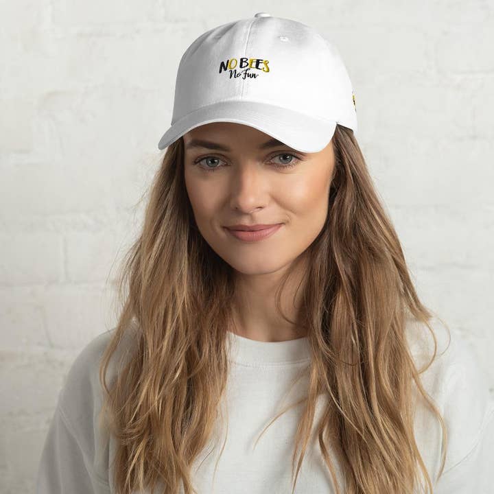 Cap, Hat, No Bees No Fun, White for wholesale by No Fun Company