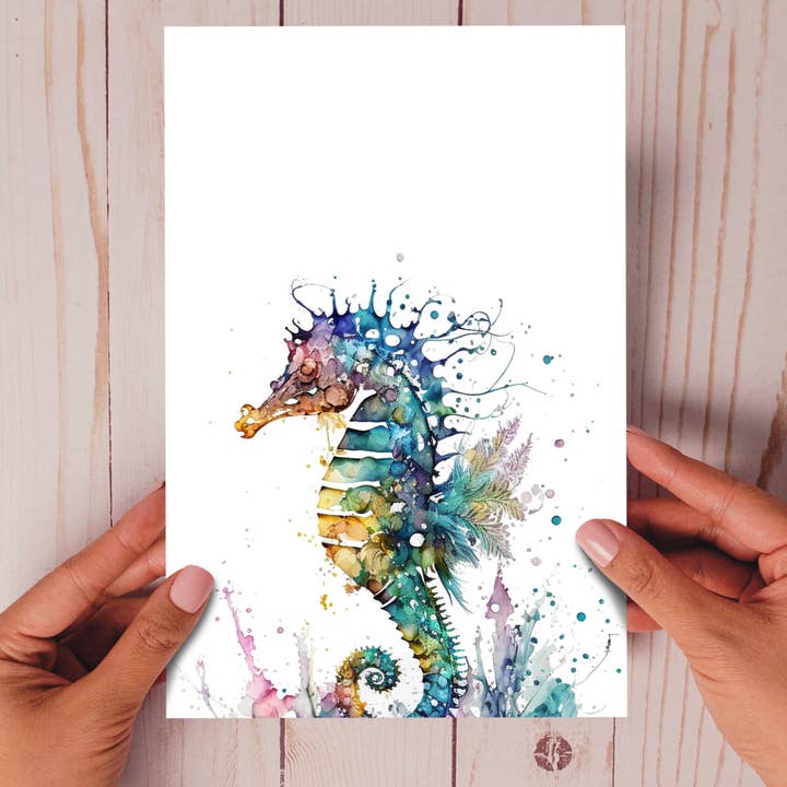 Homemade Hollydays Wholesale - Wholesale Everyday greeting card - Cute Seahorse Art Card - Eco-friendly Art Greeting Card1