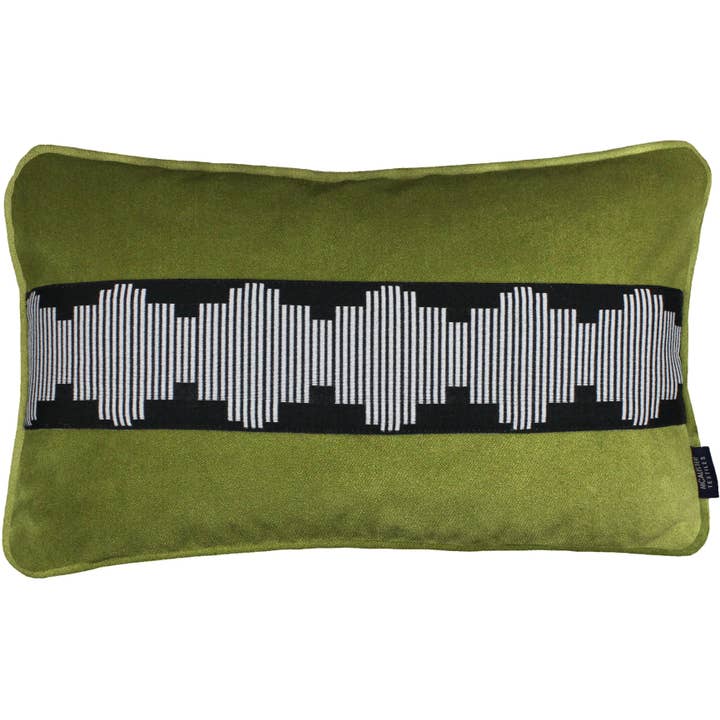 Maya Striped Lime Green Velvet Pillow for wholesale by Mcalister textiles