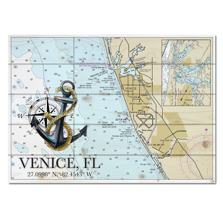 18x24 Wood Pallet Map with Anchor - ANY Custom Location! for wholesale by Map Mom