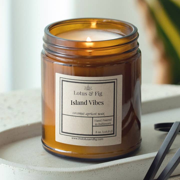 Island Vibes 8 oz Candle for wholesale by Lotus & Fig