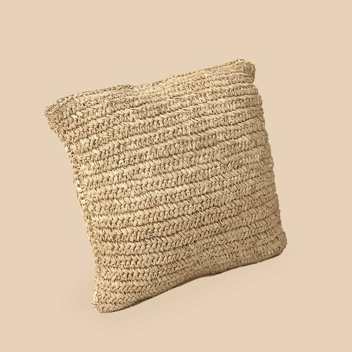 Bazar Bizar Living - Wholesale Throw pillow cover - The Raffia Flores Cushion Cover Square - Natural - 40x400