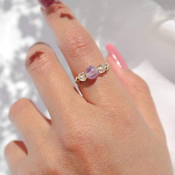 Divine Dulcet - Wholesale Single Stone/Solitaire Ring - "Marquise" | 18K Natural Crystals Hand Wired Adjustable Ring