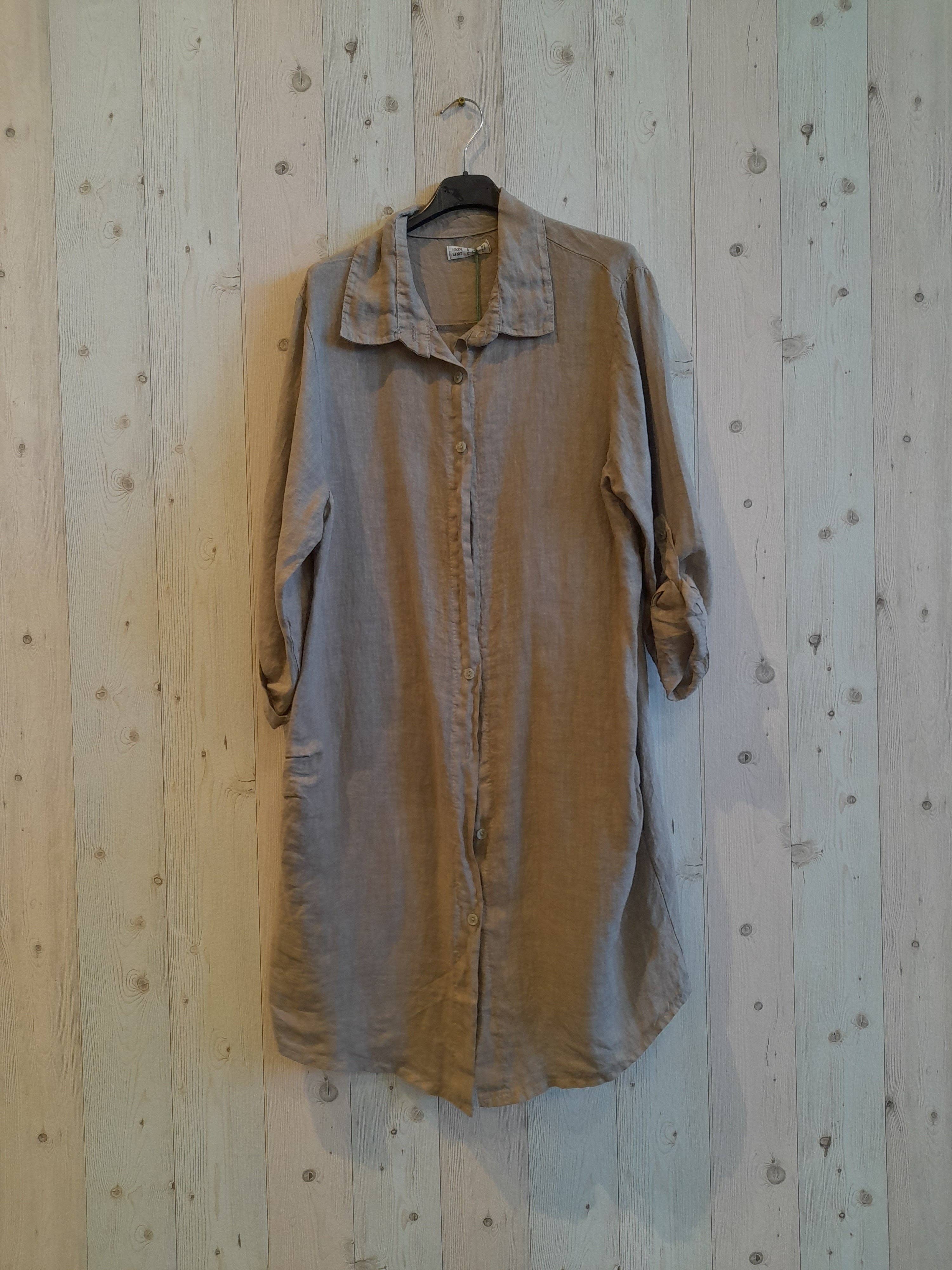 Linen & More – Engroshandel Skjorte med buttondown – til kvinder – REF 89075 kort skjortekjole i 100 % hør8